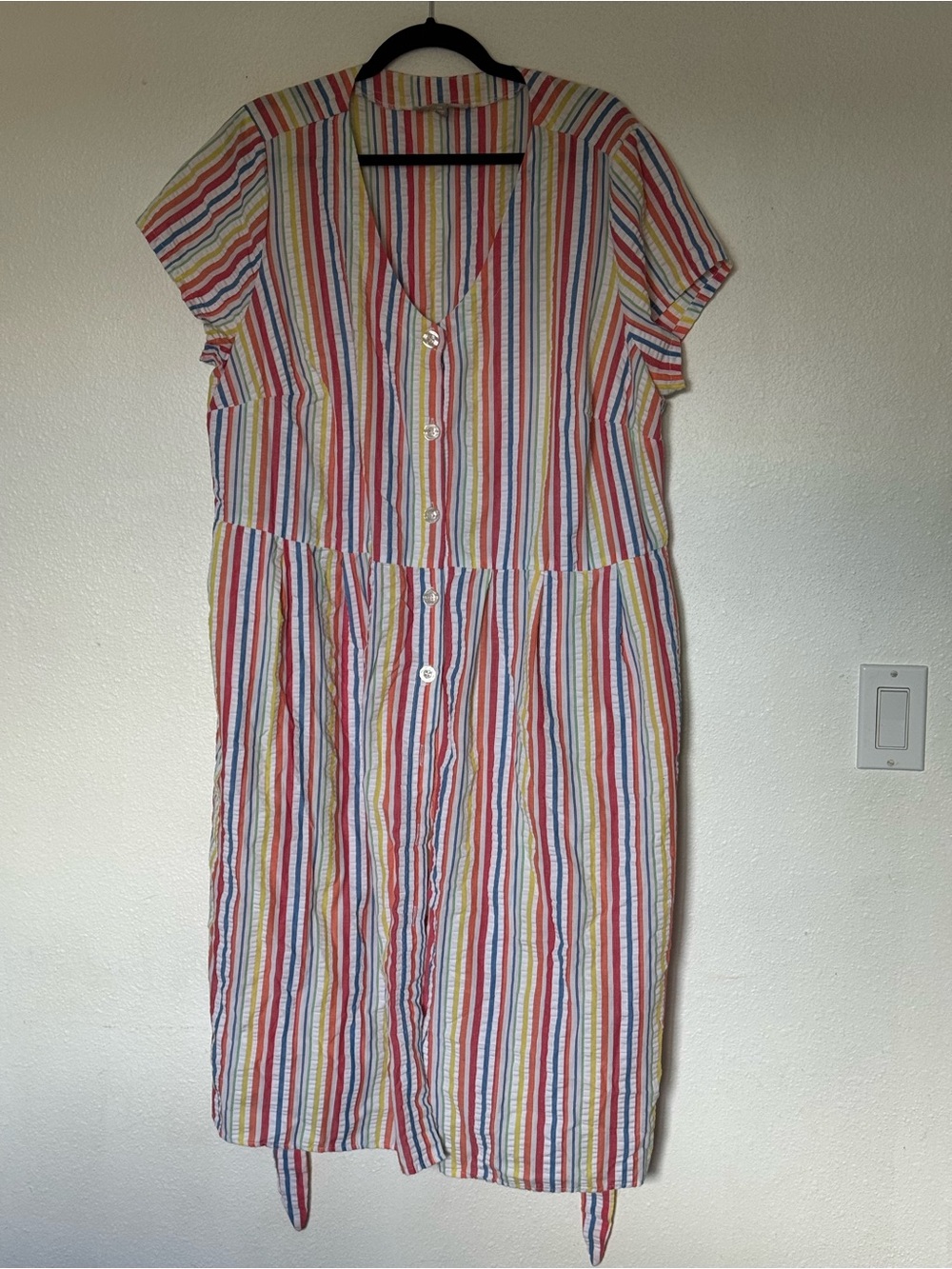 Woman Within Multicolor Vertical Stripe Button-Front Dress 26 W